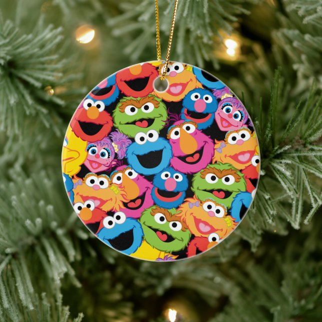 Sesame Street Character Faces Pattern Ceramic Ornament (Tree)