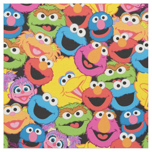 sesame street character faces pattern fabric zazzle com