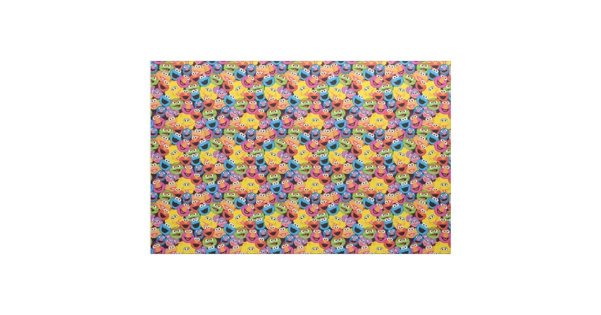 Sesame Street Character Faces Pattern Fabric | Zazzle