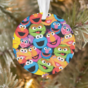 Sesame Street Character Faces Pattern Ornament