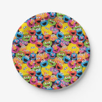 Sesame Street Character Faces Pattern Paper Plate