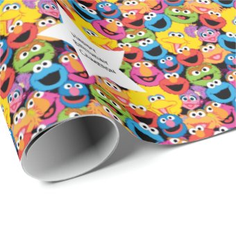 Sesame Street Character Faces Pattern Wrapping Paper | Zazzle