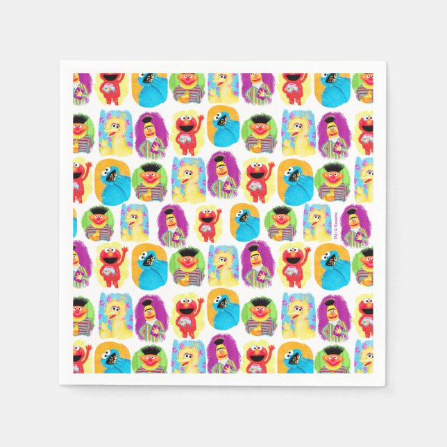 Sesame Street Character Fun & Colorful Pattern Napkins (Front)