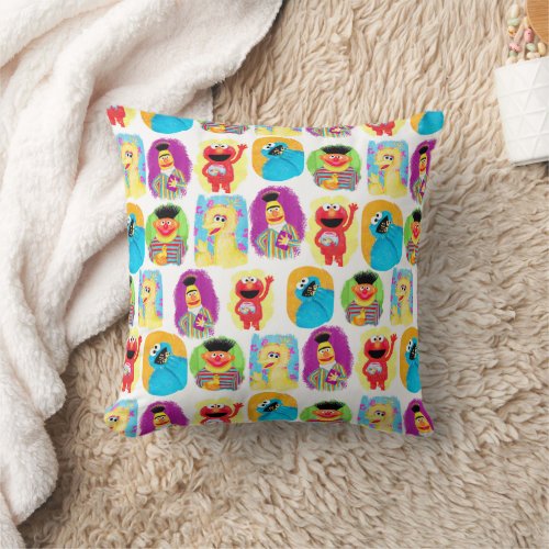 Sesame Street Character Fun  Colorful Pattern Throw Pillow