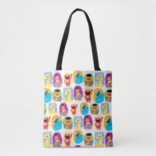 Sesame Street Character Fun  Colorful Pattern Tote Bag