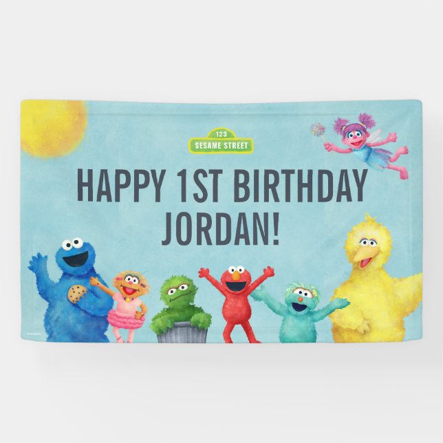 Sesame Street Character Illustration Birthday Banner (Horizontal)