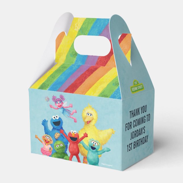 Sesame Street Character Illustration Birthday  Favor Boxes (Front Side)