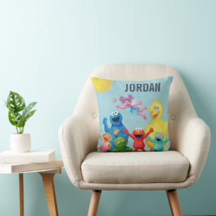 Sesame Street Character Illustration Throw Pillow