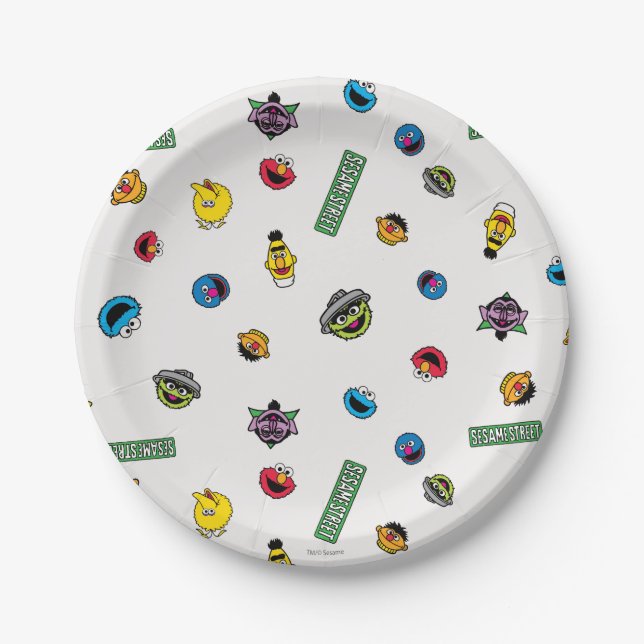 Sesame Street Character Pattern Paper Plates (Front)