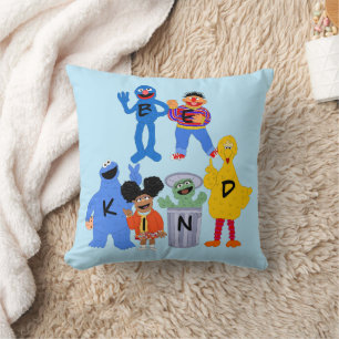 Sesame Street Characters Be Kind - Sign Language Throw Pillow