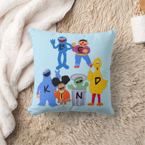 Sesame Street Characters  Be Kind _ Sign Language Throw Pillow