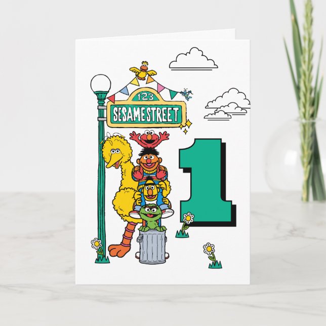 Sesame Street Characters Birthday Card (Front)