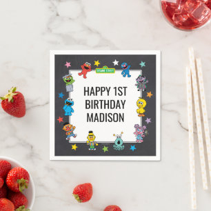 Sesame Street Characters Chalkboard Birthday Napkins