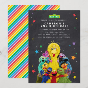 Sesame Street Characters Chalkboard Invitation
