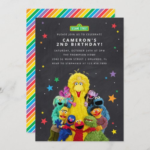 Sesame Street Characters Chalkboard Invitation