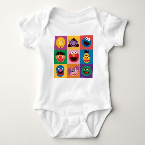 Sesame Street Characters  Colorblock Grid Baby Bodysuit