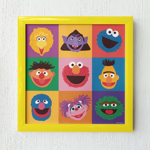 Sesame Street Characters  Colorblock Grid Poster