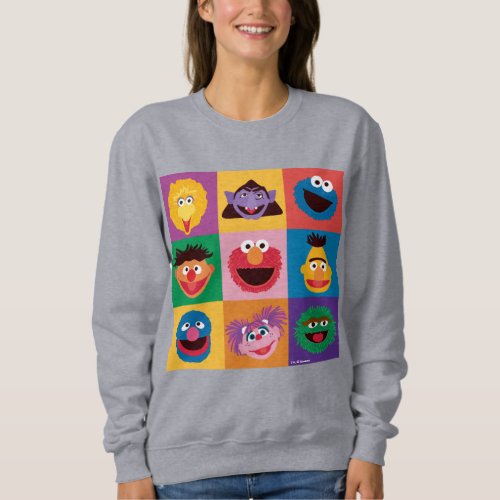 Sesame Street Characters  Colorblock Grid Sweatshirt