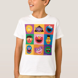 Sesame Street Characters   Colorblock Grid T-Shirt