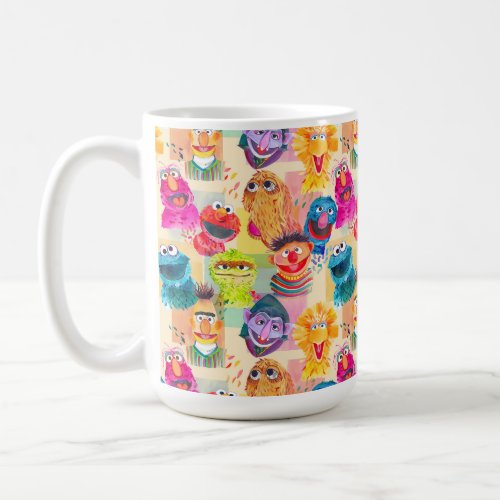 Sesame Street Characters  Colorful Pattern Coffee Mug