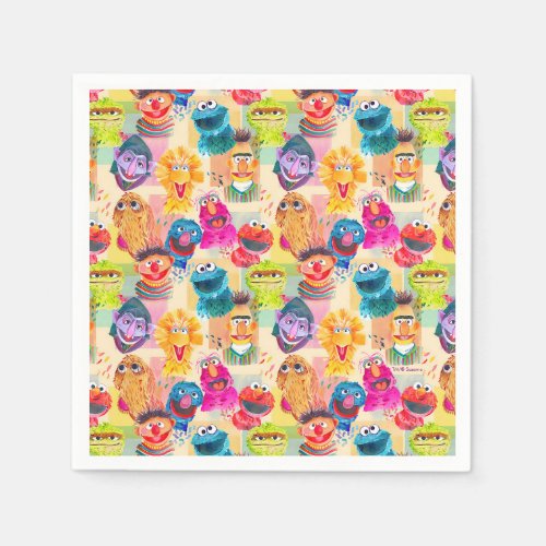 Sesame Street Characters  Colorful Pattern Napkins