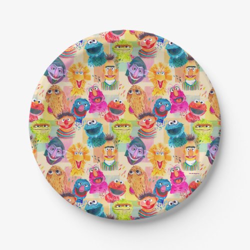 Sesame Street Characters  Colorful Pattern Paper Plates
