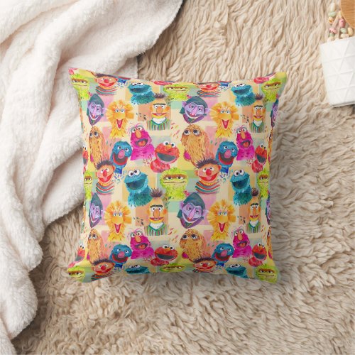 Sesame Street Characters  Colorful Pattern Throw Pillow