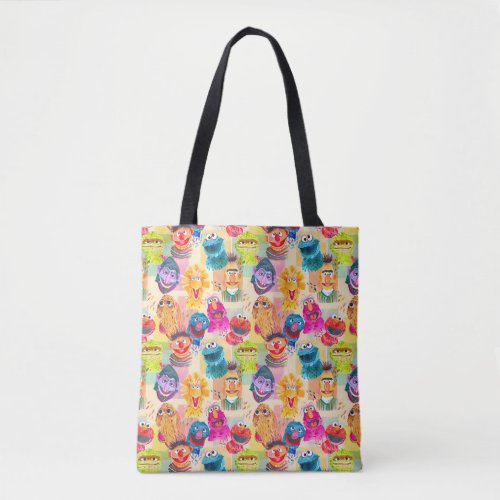 Sesame Street Characters  Colorful Pattern Tote Bag