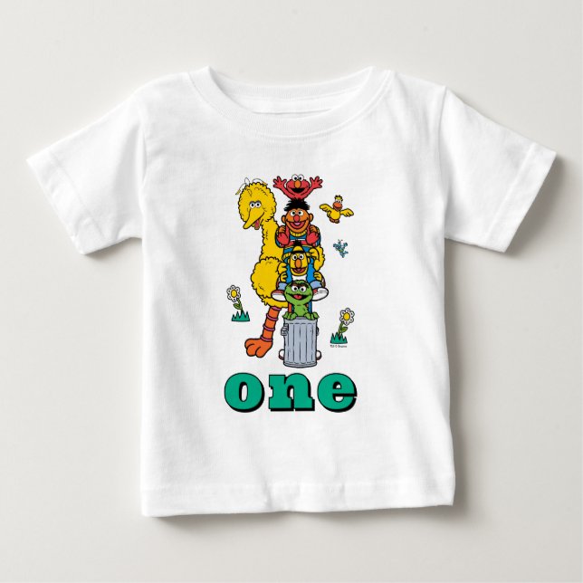 Sesame Street Characters First Birthday Baby T-Shi Baby T-Shirt (Front)