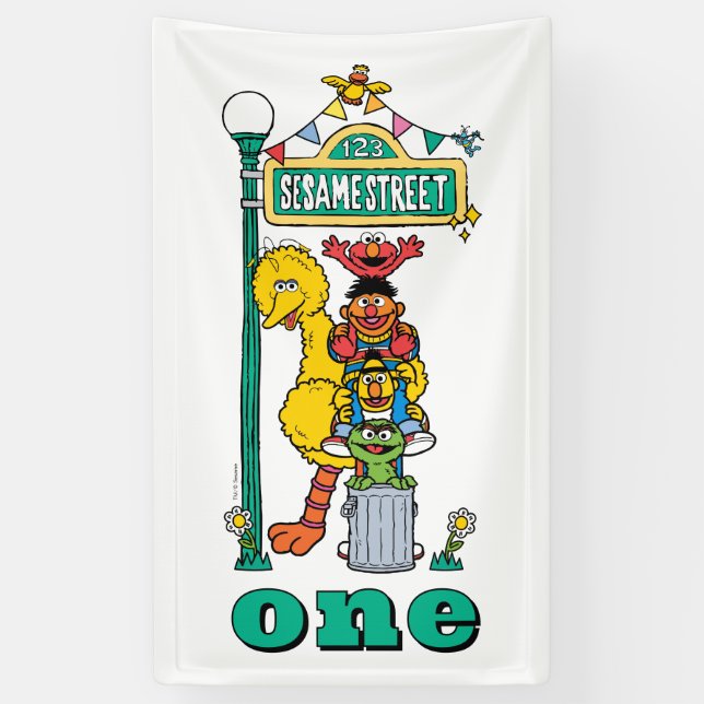 Sesame Street Characters First Birthday Banner (Vertical)