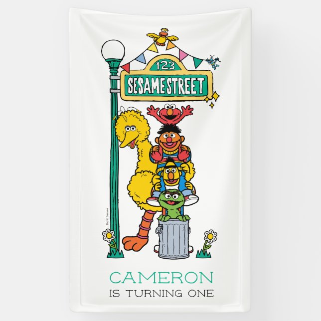 Sesame Street Characters First Birthday Banner (Vertical)