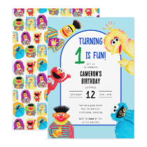 Sesame Street Characters First Birthday Party Invitation