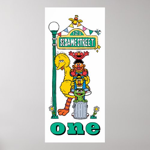 Sesame Street Characters First Birthday Poster