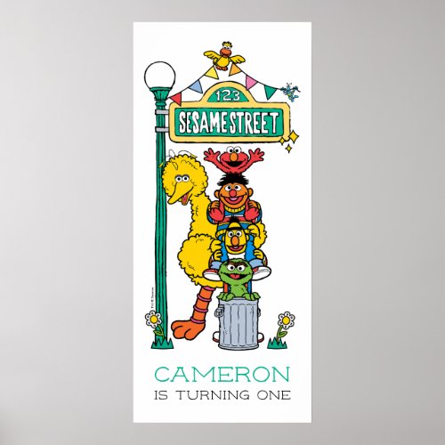 Sesame Street Characters First Birthday Poster