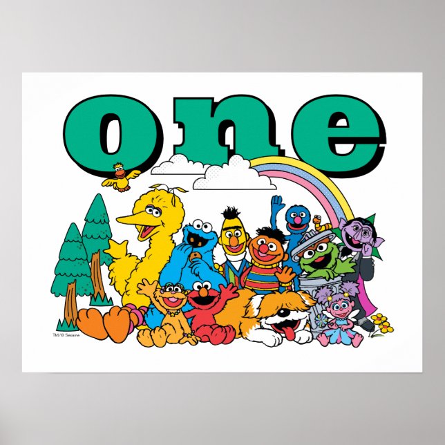 Sesame Street Characters First Birthday Poster (Front)