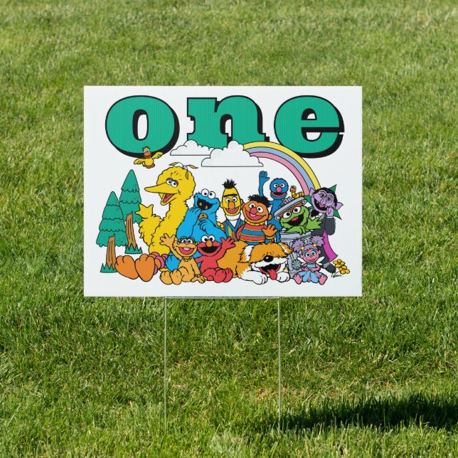 Sesame Street Characters First Birthday Sign (Insitu)