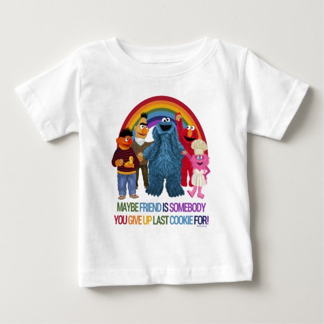 Sesame Street Characters | Friends Quote Baby T-Shirt (Front)
