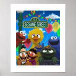 Sesame Street Characters | Party Scene Poster<br><div class="desc">Check out this awesome illustration of all your favorite Sesame Street characters in a bright and colorful party scene!</div>