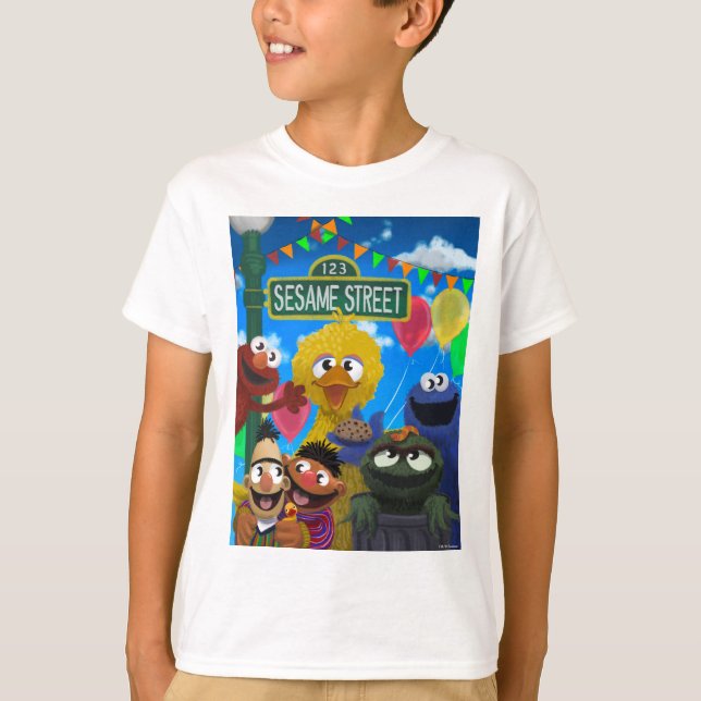 Sesame Street Characters | Party Scene T-Shirt (Front)
