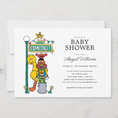 Sesame Street Characters  Street Sign Baby Shower Invitation