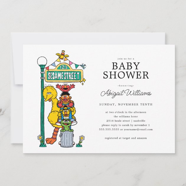 Sesame street store baby shower invitations