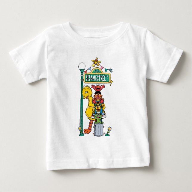 Sesame Street Characters & Street Sign Baby T-Shir T-Shirt (Front)