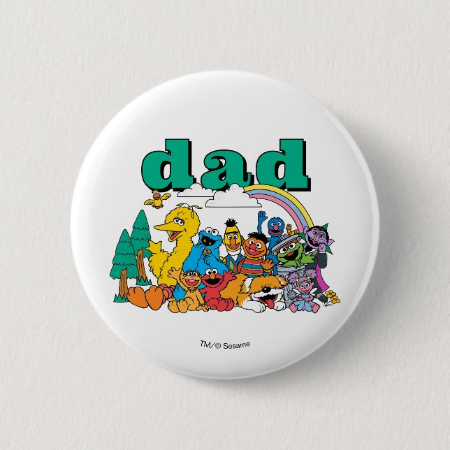 Sesame Street Characters & Street Sign Birthday Bu Button (Front)