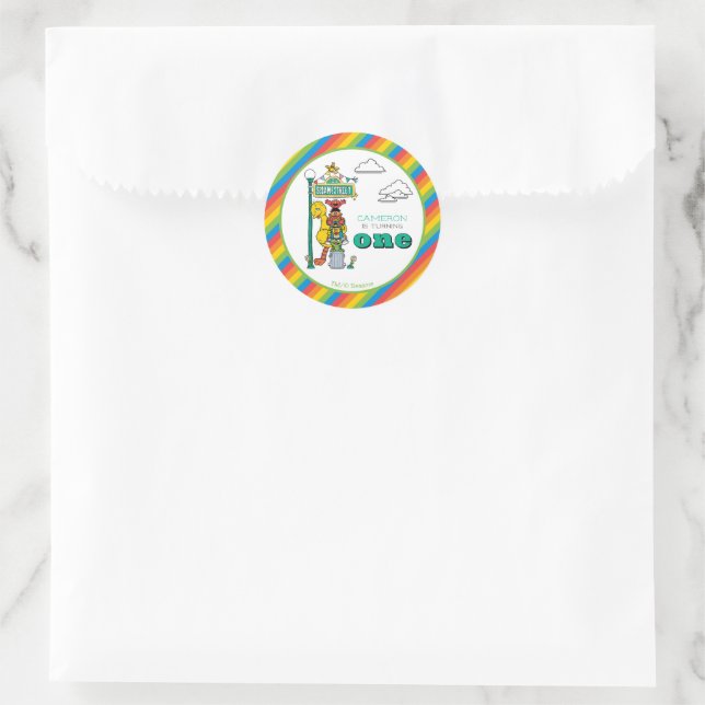 Sesame Street Characters & Street Sign Birthday Cl Classic Round Sticker (Bag)