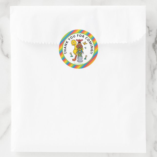 Sesame Street Characters & Street Sign Birthday Cl Classic Round Sticker (Bag)