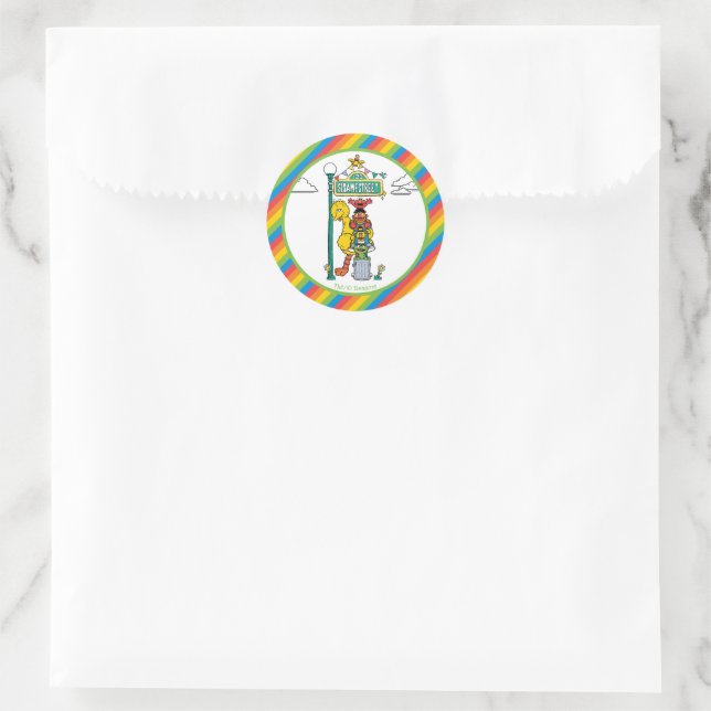 Sesame Street Characters & Street Sign Birthday Cl Classic Round Sticker (Bag)
