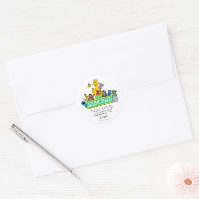 Sesame Street Characters & Street Sign Birthday Cl Classic Round Sticker (Envelope)