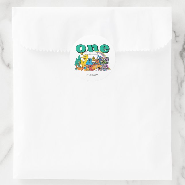 Sesame Street Characters & Street Sign Birthday Cl Classic Round Sticker (Bag)