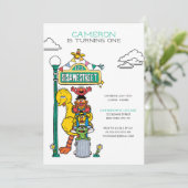 Sesame Street Characters & Street Sign Birthday Invitation (Standing Front)