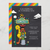 Sesame Street Characters & Street Sign Birthday Invitation (Front/Back)